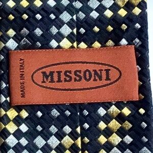 Missoni  Black & yellow all silk  skinny Tie made in Italy  🇮🇹